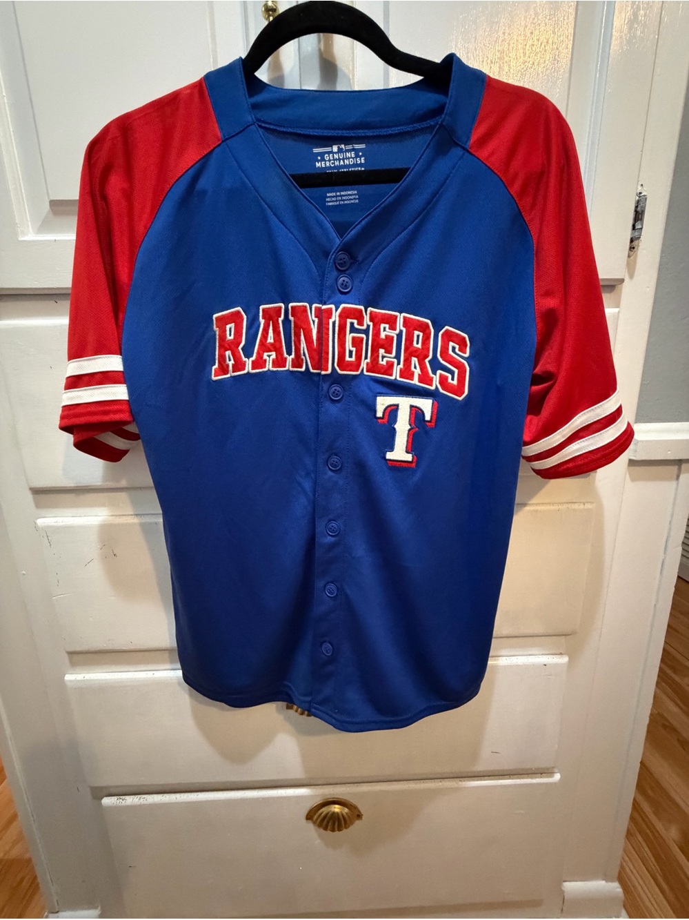 Genuine Merchandise Kids' Texas Rangers Blue & Red Baseball Jersey XXL